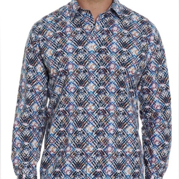 Robert Graham "Pinemark" Classic Fit Long Sleeve Flip Cuff Button Down Shirt L - Picture 1 of 12
